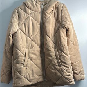 PLT Quilted Tan Hooded Jacket size 8 NWT